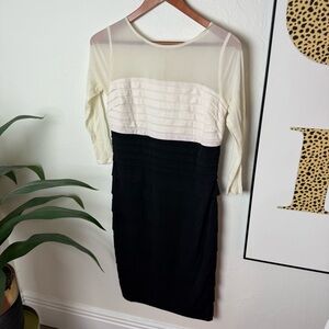 Collection by Dressbarn Black & White Mesh Panel Dress | Size 8